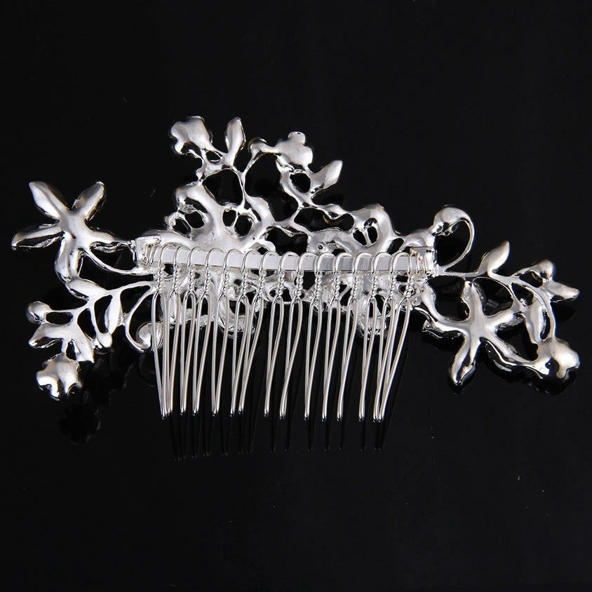 Women's Floral Alloy Hair Comb with Rhinestone and Pearl Bridal Accessory