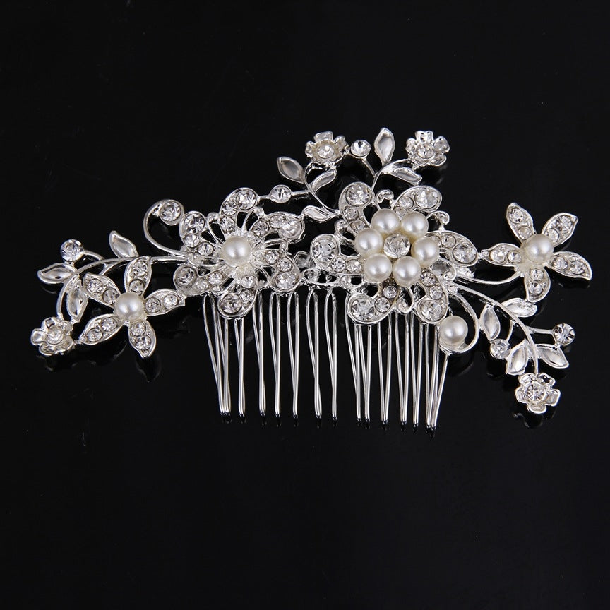 Women's Floral Alloy Hair Comb with Rhinestone and Pearl Bridal Accessory