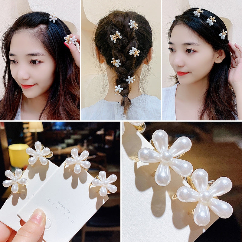 Women's Floral Pearl Hair Claw Clip for Girls and Kids