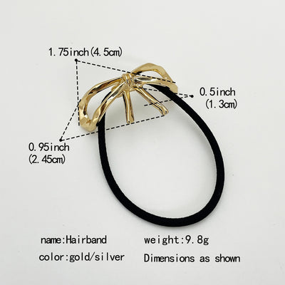 Women's Elegant Alloy Bow Knot Elastic Hair Tie Band