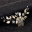 Silver Leaf Pearl Rhinestone Hair Comb for Women