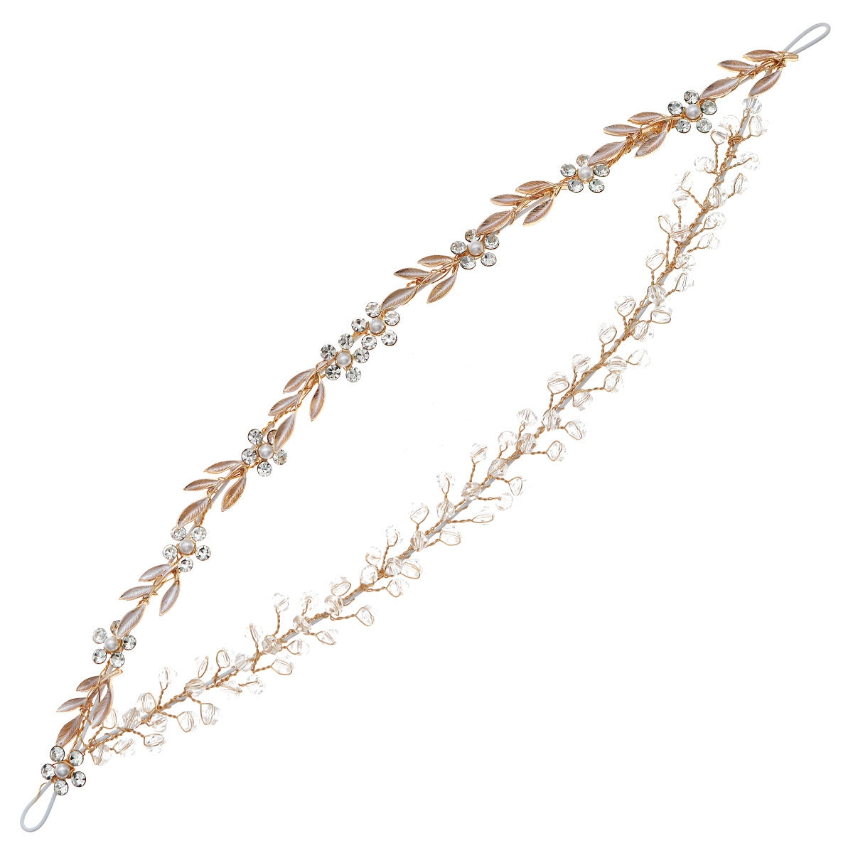 Women's Japanese Style Leaf Crystal Beaded Hair Band