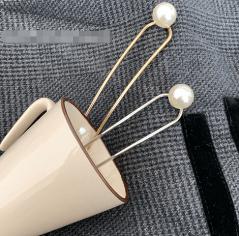 Korean Style Geometric Metal Plating Pearl U-Shaped Hairpin for Women