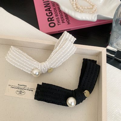 Korean Style Pearl Bow Hair Clip for Women and Girls