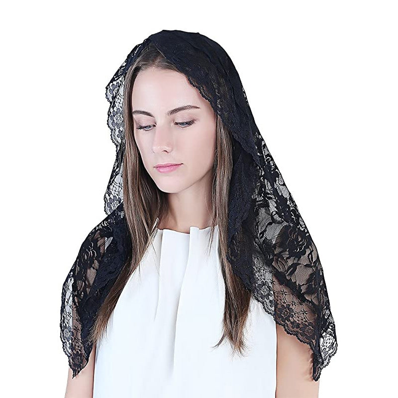 Women's Bridal Ethnic Style Lace Flower Birdcage Veil Shawl