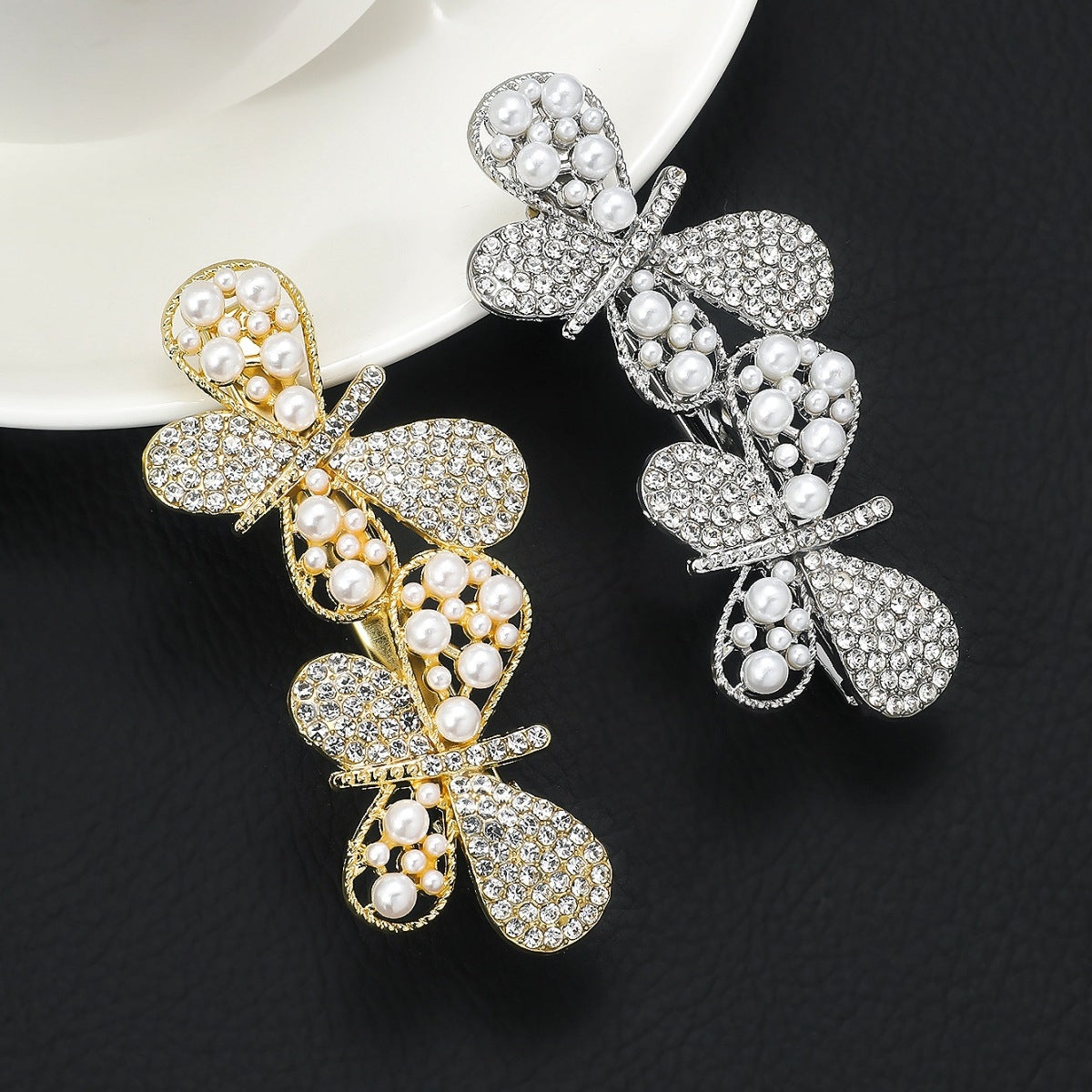 Women's Butterfly Pearl Rhinestone Hair Clip