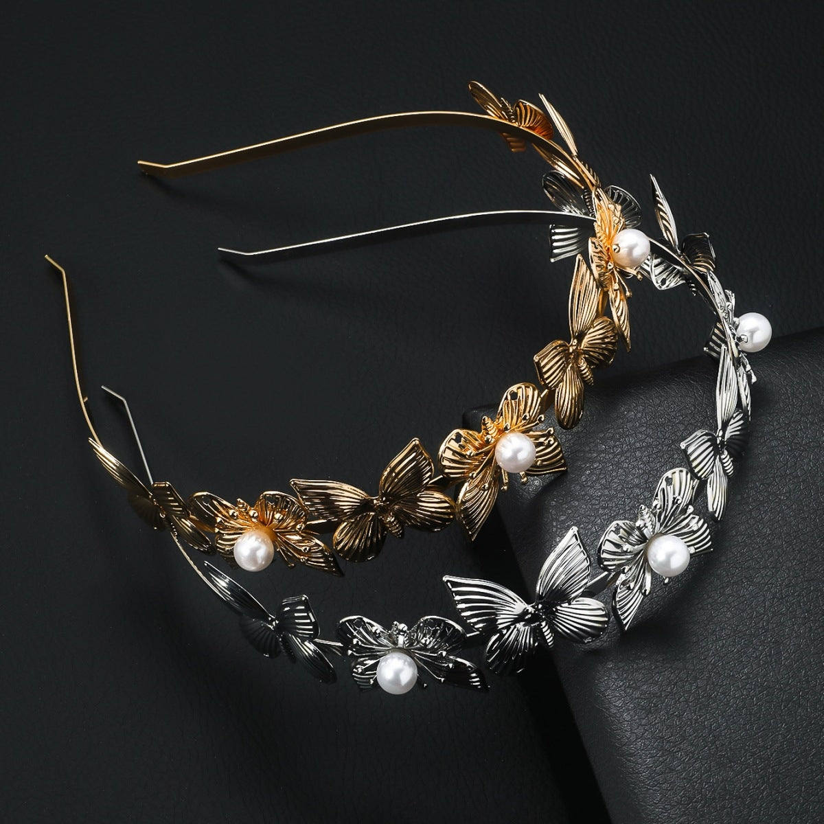 Women's Baroque Butterfly Metal Inlay Pearl Hairband