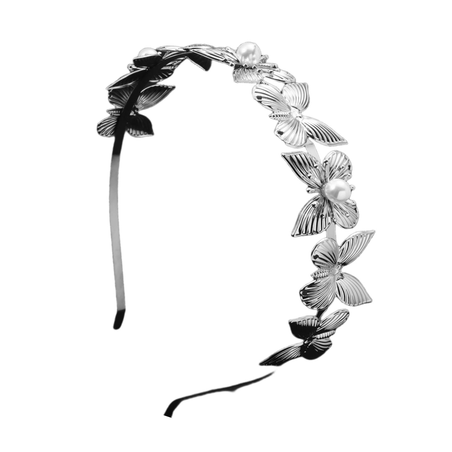 Women's Baroque Butterfly Metal Inlay Pearl Hairband