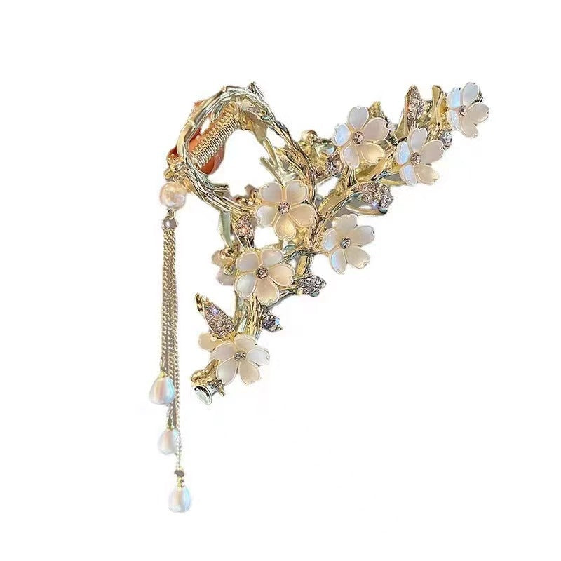 Women's Floral Rhinestone Pearl Hair Claw Clip