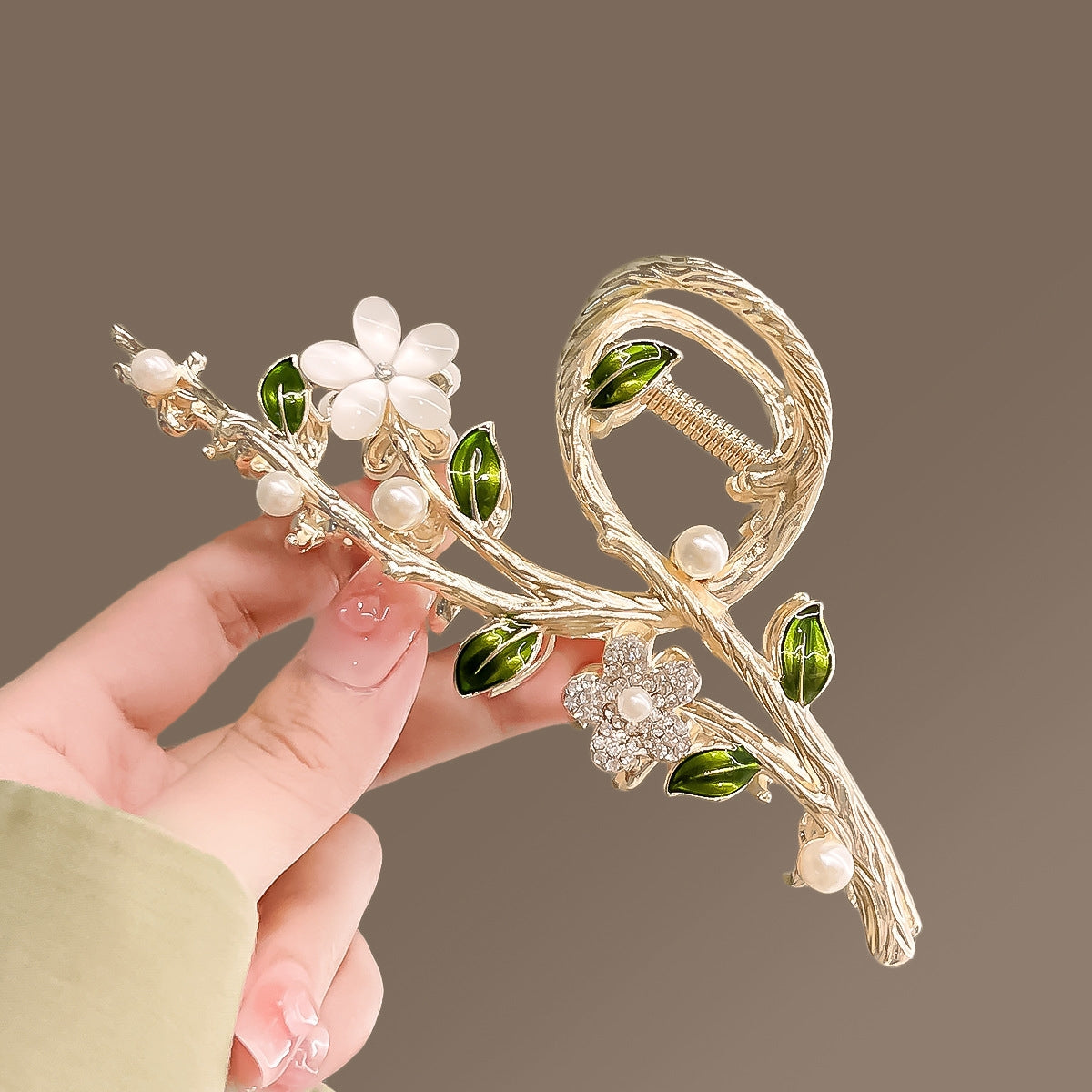 Women's Floral Branch Alloy Hair Claw Clip