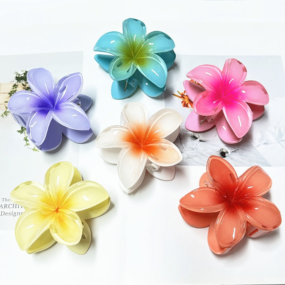 Women's Gradient Flower Hair Claw Clip - Korean Style Colorful Plastic Hair Accessory