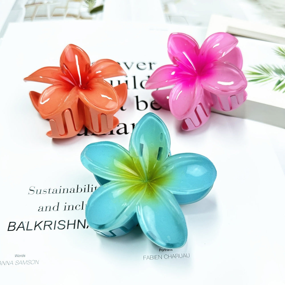 Women's Gradient Flower Hair Claw Clip - Korean Style Colorful Plastic Hair Accessory