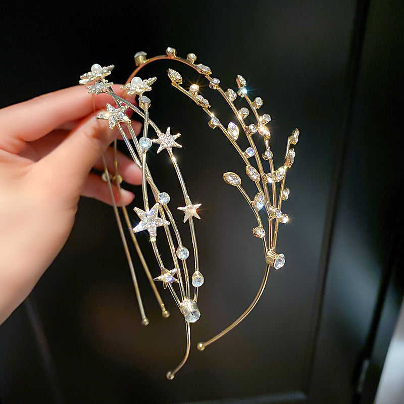 Women's Elegant Star Alloy Hair Band with Rhinestone Detailing