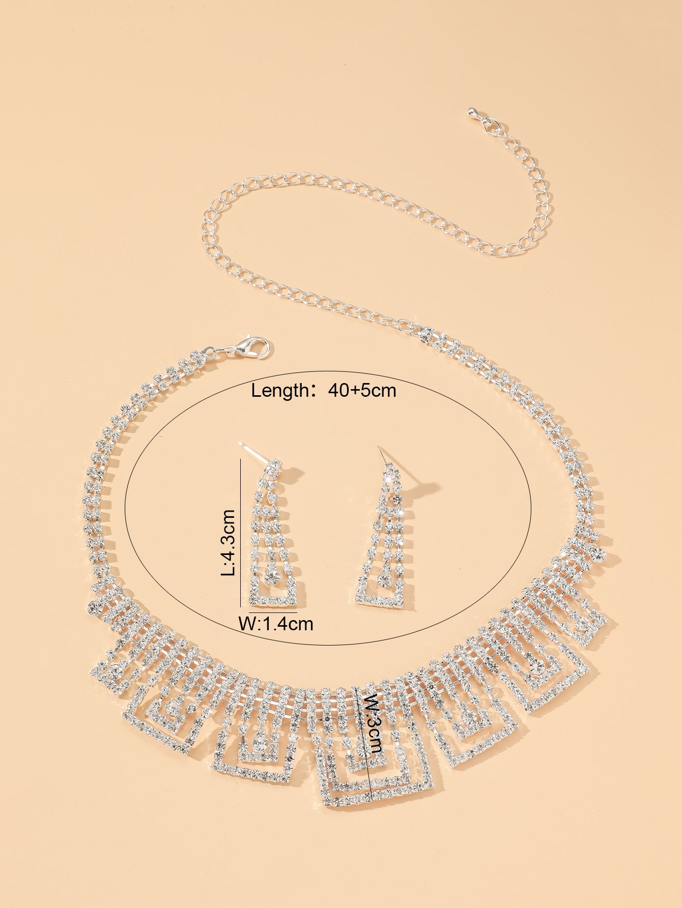 Women's Luxury Rhinestone Tassel Jewelry Set - Necklace and Earrings