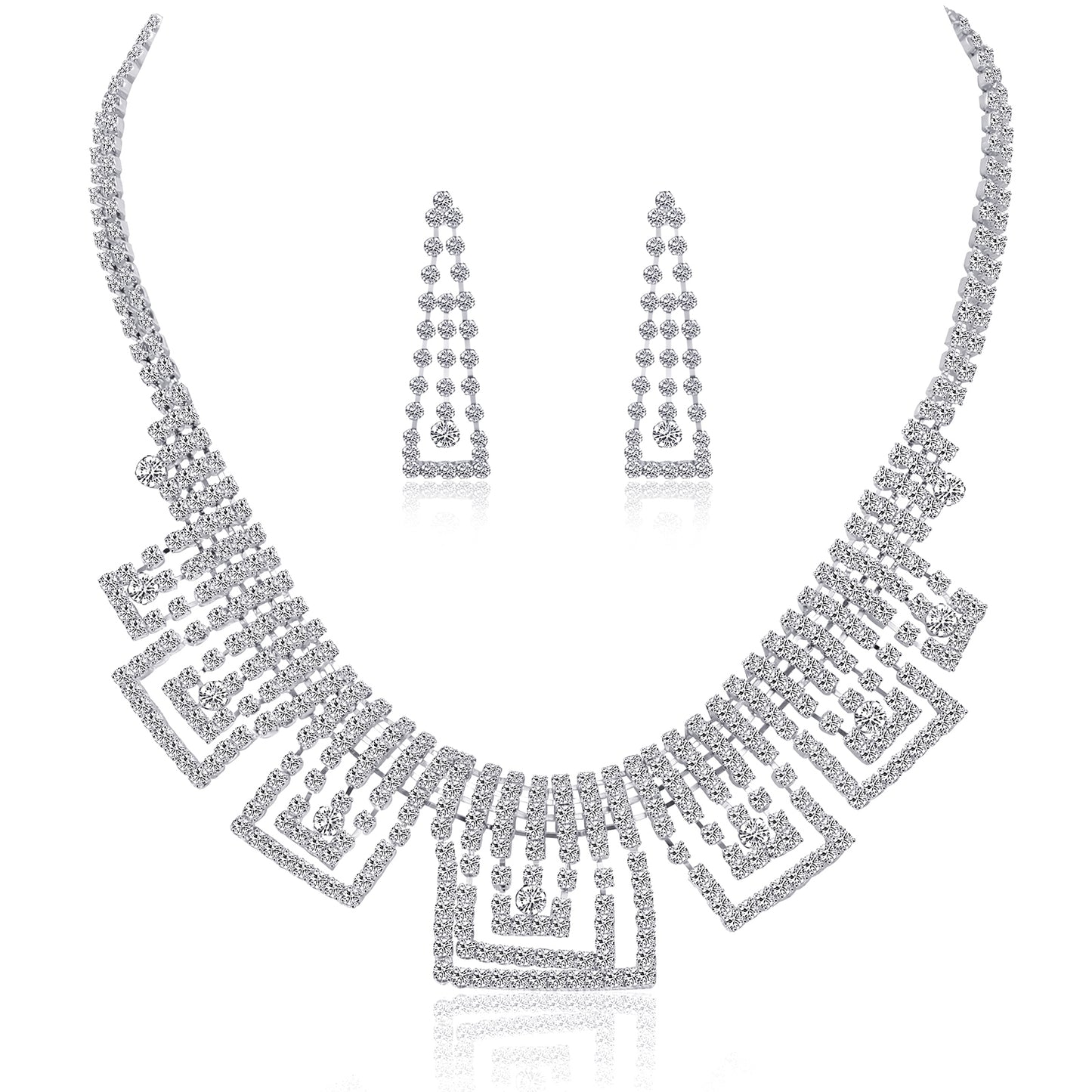 Women's Luxury Rhinestone Tassel Jewelry Set - Necklace and Earrings