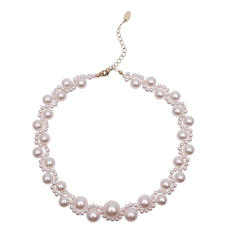 Elegant Women's Pearl Flower Choker Necklace