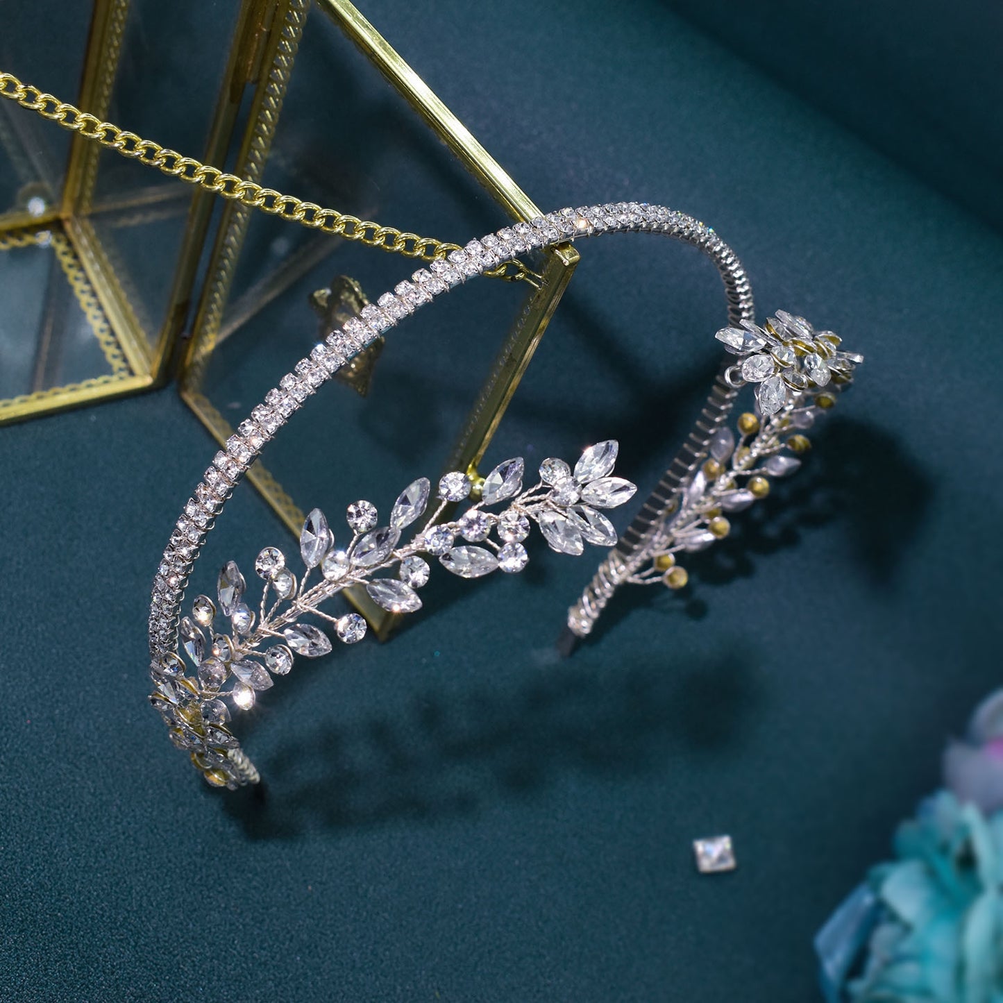 Women's Handmade Leaf Rhinestone Bridal Hair Band Headpiece