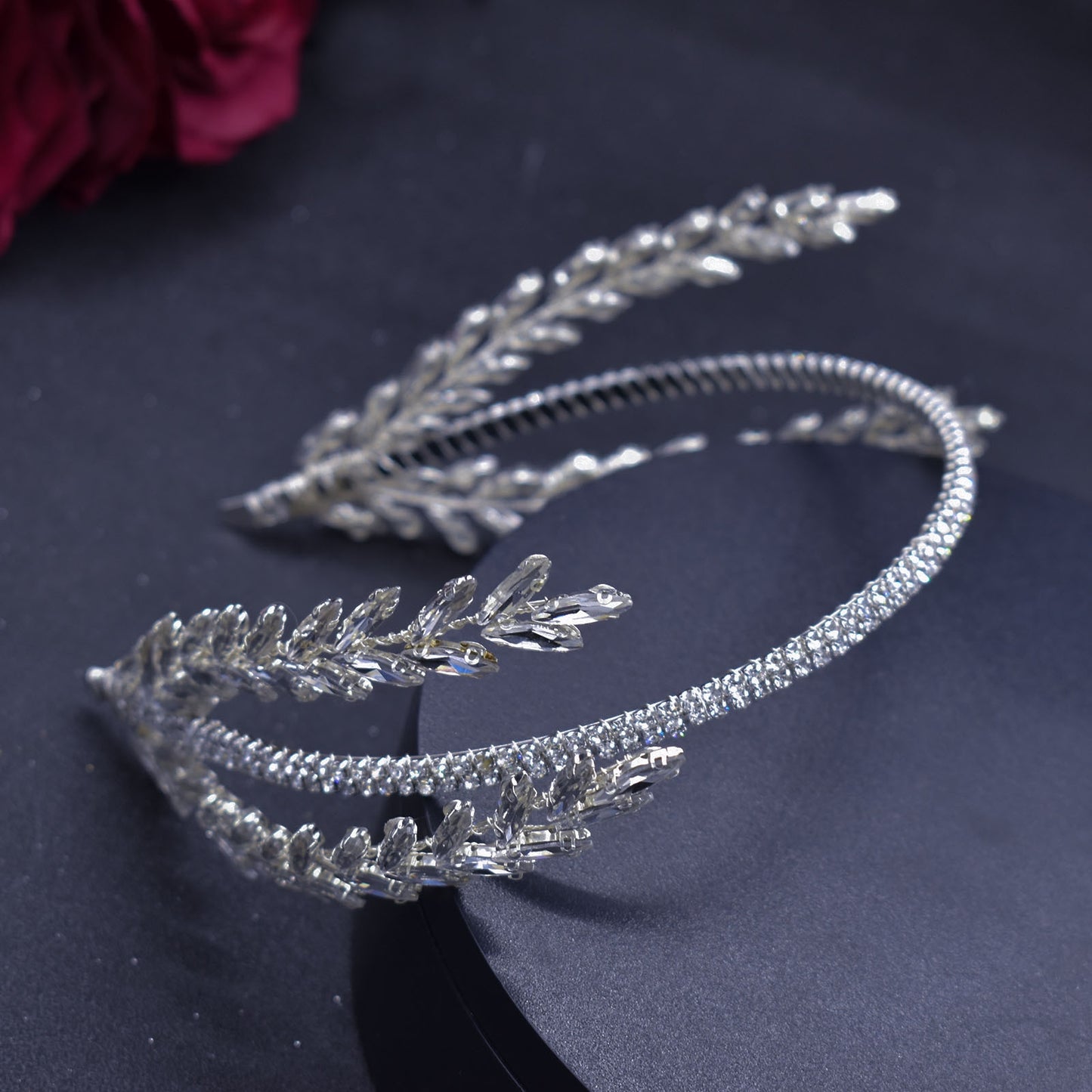 Women's Handmade Leaf Rhinestone Hair Band Bridal Headpiece