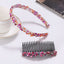Women's Colorful Stone Hair Band with Artificial Pearl Inlay and Floral Plastic Hair Combs