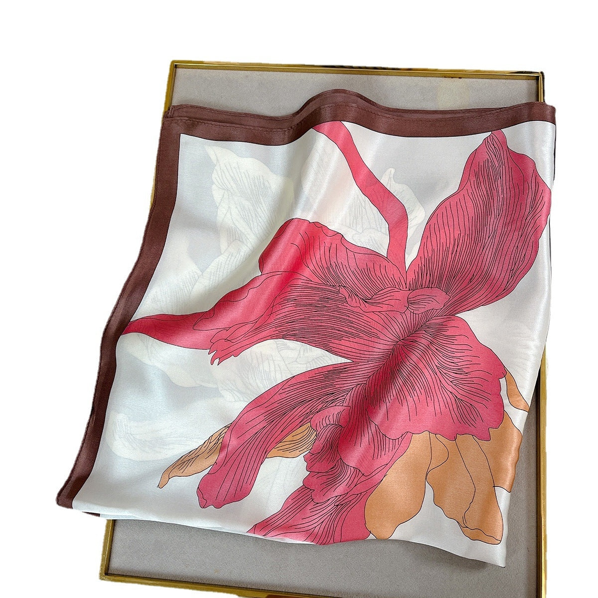 Women's Vintage Floral Silk Scarf - Elegant Square Neck Accessory