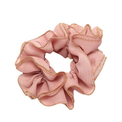 Women's Fashion Double Layer Gold Rimmed Fabric Hair Tie