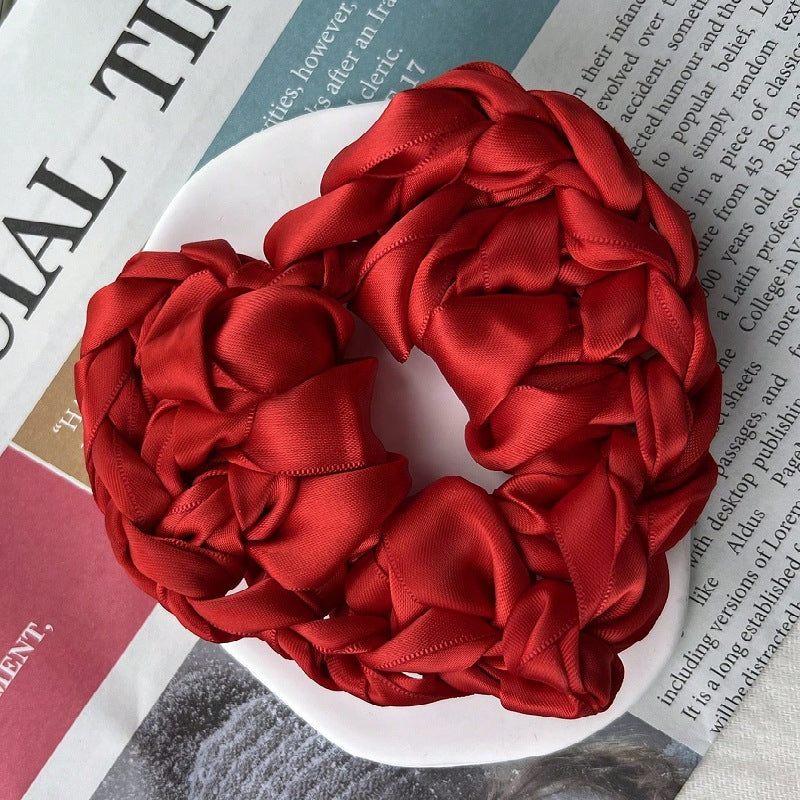 Women's Heart Shape Satin Fabric Hair Tie - European & American Style