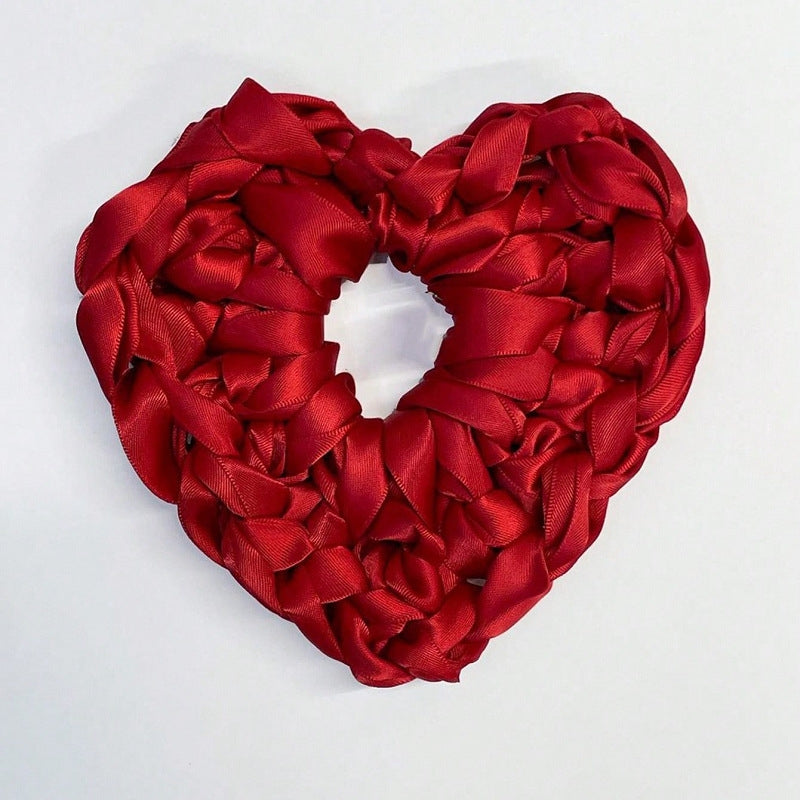 Women's Heart Shape Satin Fabric Hair Tie - European & American Style