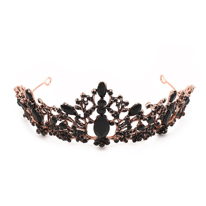 Women's Retro Flower Zircon Princess Crown - Korean Alloy Rhinestone Bridal Headwear Accessories