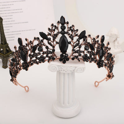 Women's Retro Flower Zircon Princess Crown - Korean Alloy Rhinestone Bridal Headwear Accessories