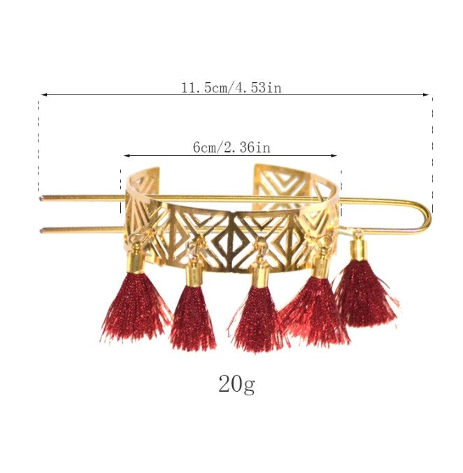 Women's Creative Retro Geometric Metal Tassel Hairpin