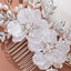 Women's Retro Handmade Flower Acrylic Metal Hair Comb and Bridal Jewelry Set with Rhinestones and Pearls