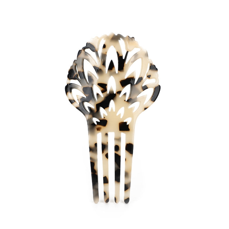 Women's Retro Leopard Print Acetate Hair Comb and Hairpin Set