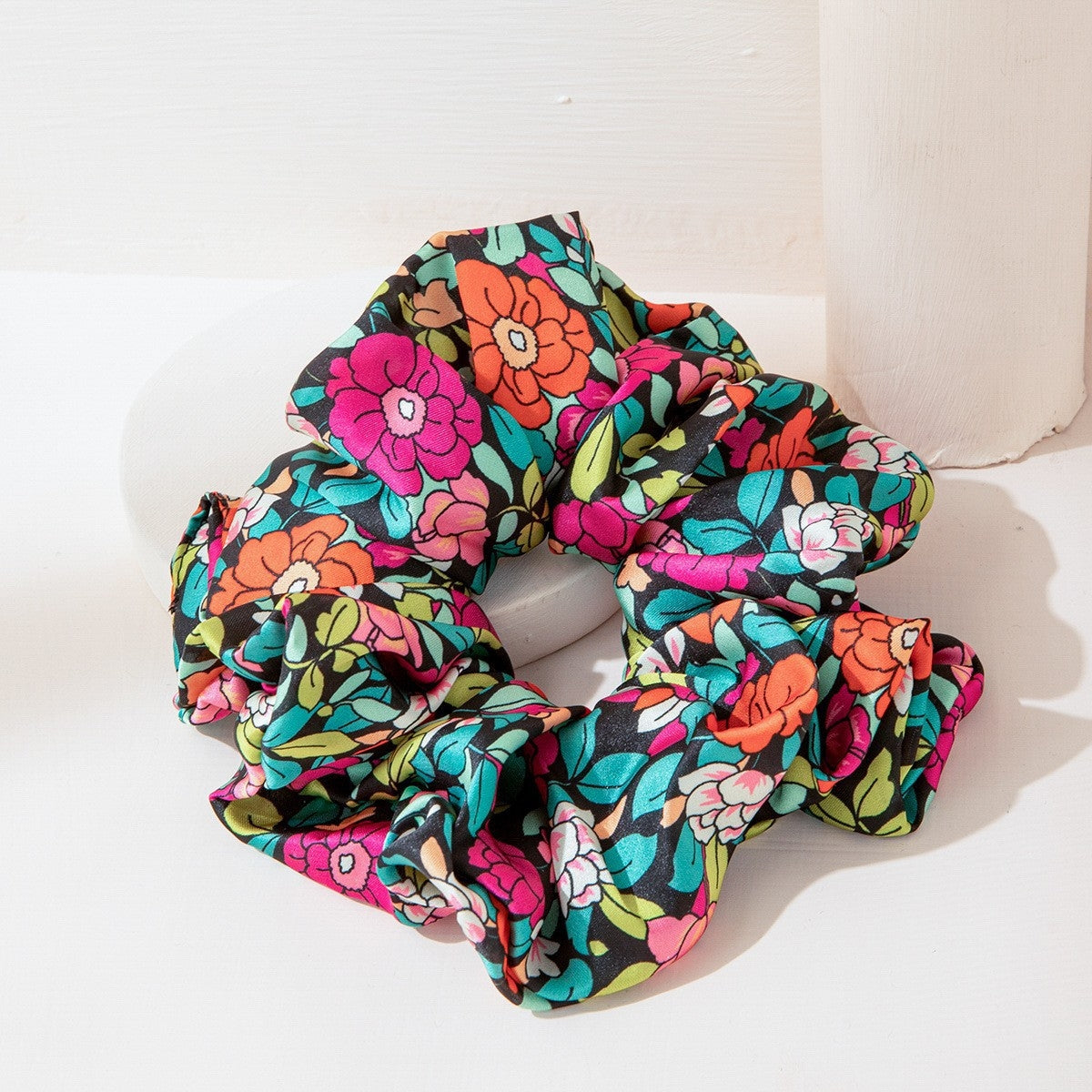 Women's Retro Floral Satin Hair Tie Set