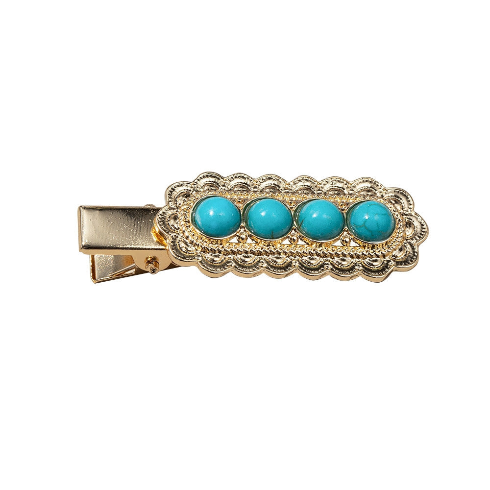 Women's Retro Turquoise Alloy Hair Clip