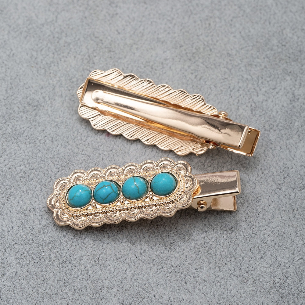 Women's Retro Turquoise Alloy Hair Clip