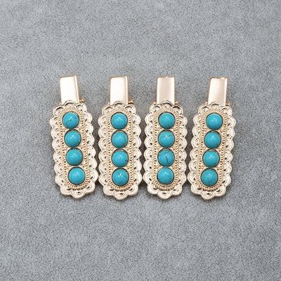 Women's Retro Turquoise Alloy Hair Clip