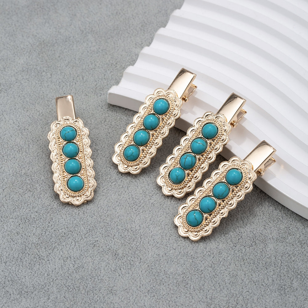 Women's Retro Turquoise Alloy Hair Clip