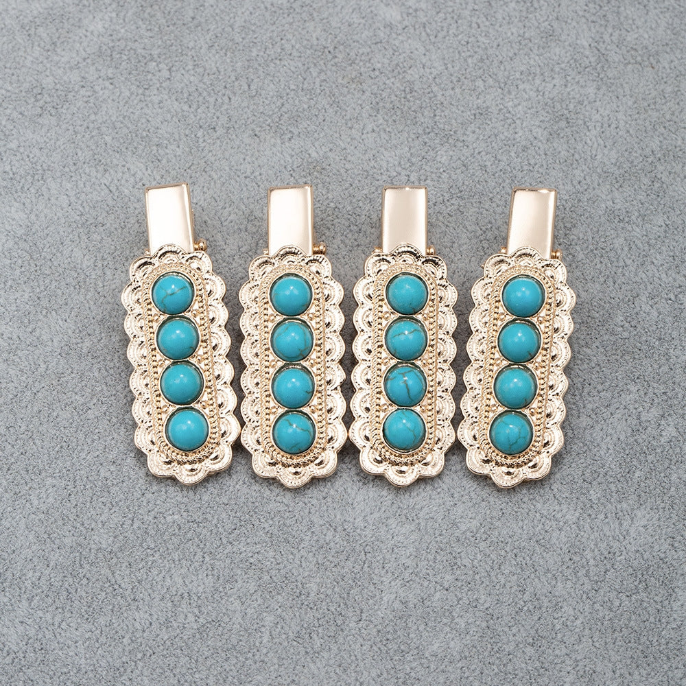Women's Retro Turquoise Alloy Hair Clip