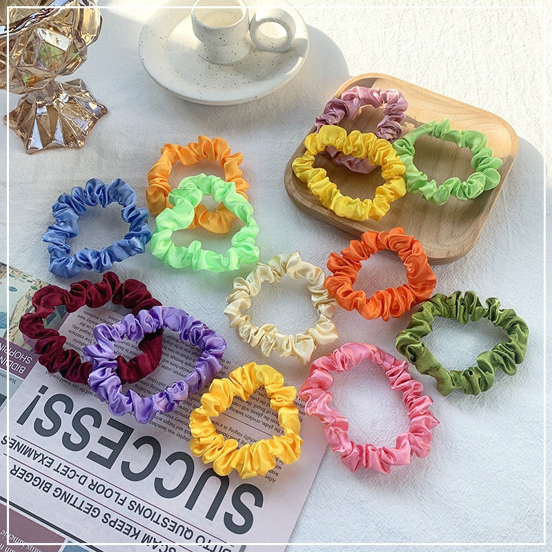 Women's Satin Hair Ties - Cute Korean Style Elastic Scrunchies for Girls