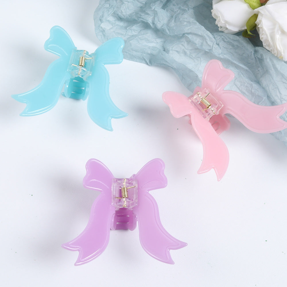 Women's Bow Knot Acetate Hair Claw Clip with Butterfly Design