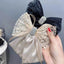 Women's Elegant Satin Bow Hair Clip with Rhinestones and Lace Detailing