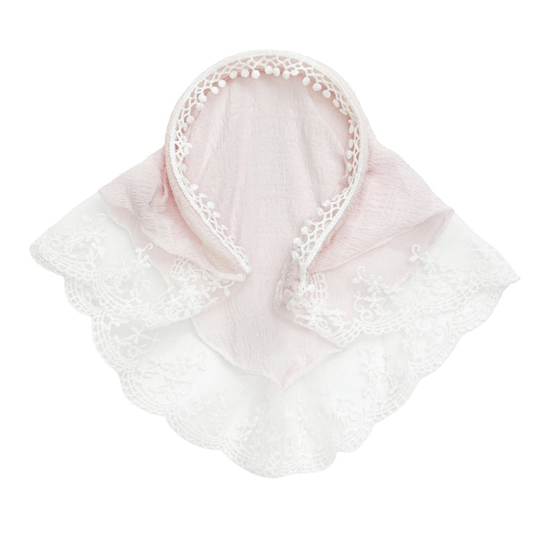 Women's Classic Color Block Hair Accessories Set: Lace Headband, Bow Scrunchie, and Triangle Scarf