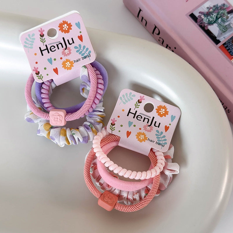 Women's Classic Color Block Rib-Knit Hair Band Set - 4 Piece Dopamine Color Hair Ties