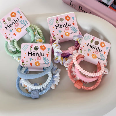 Women's Classic Color Block Rib-Knit Hair Band Set - 4 Piece Dopamine Color Hair Ties