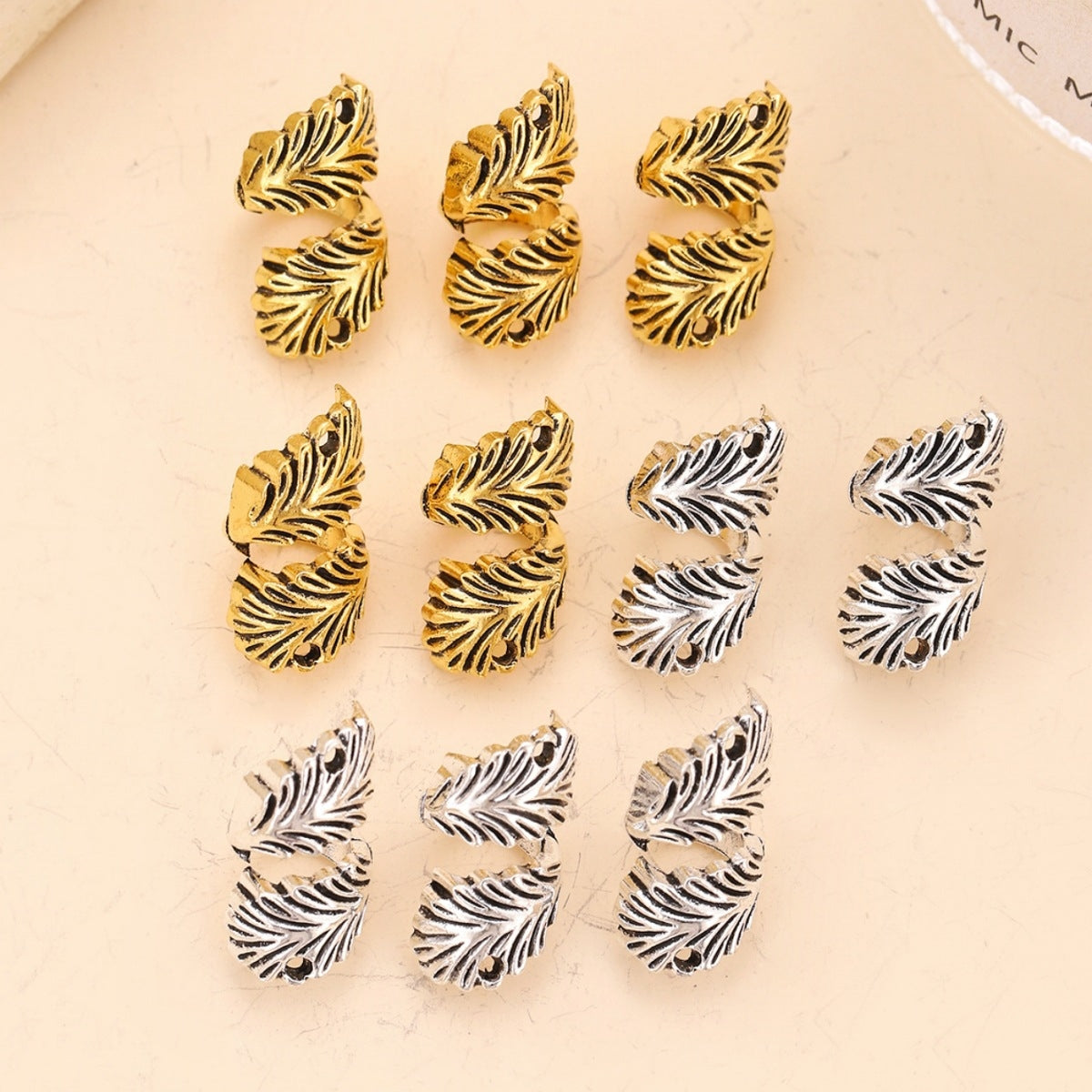 Women's Classic Bohemian Metal Leaf S-Shaped Hair Buckle and Ponytail Ring