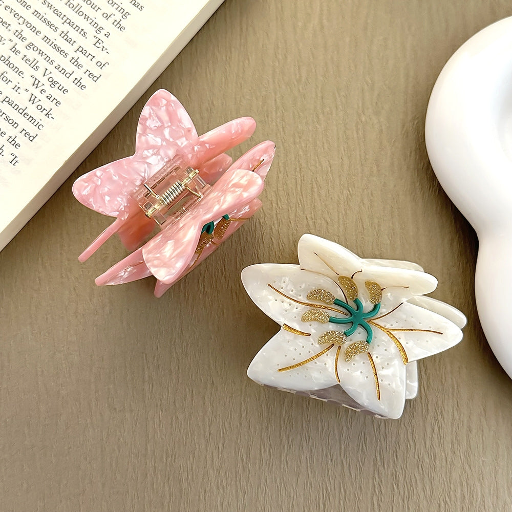 Women's Classic Flower Acetate Hair Claw Clip