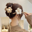 Elegant Women's Floral Hair Claw Clip - Classic Style Woolen Design