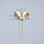 Women's Classic Leaf Pearl Hairpin - Gold U-Shaped Hair Fork with Crystal Accents