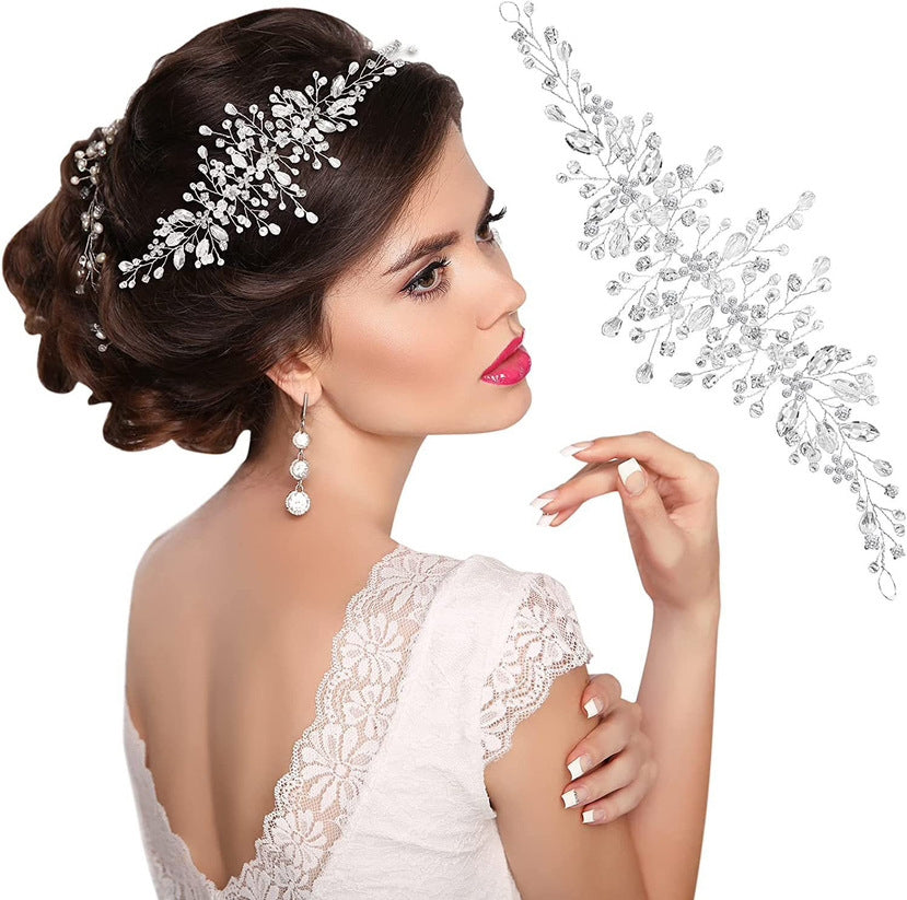 Women's Classic Plaid Crystal Rhinestone Hair Clip and Bridal Hair Crown