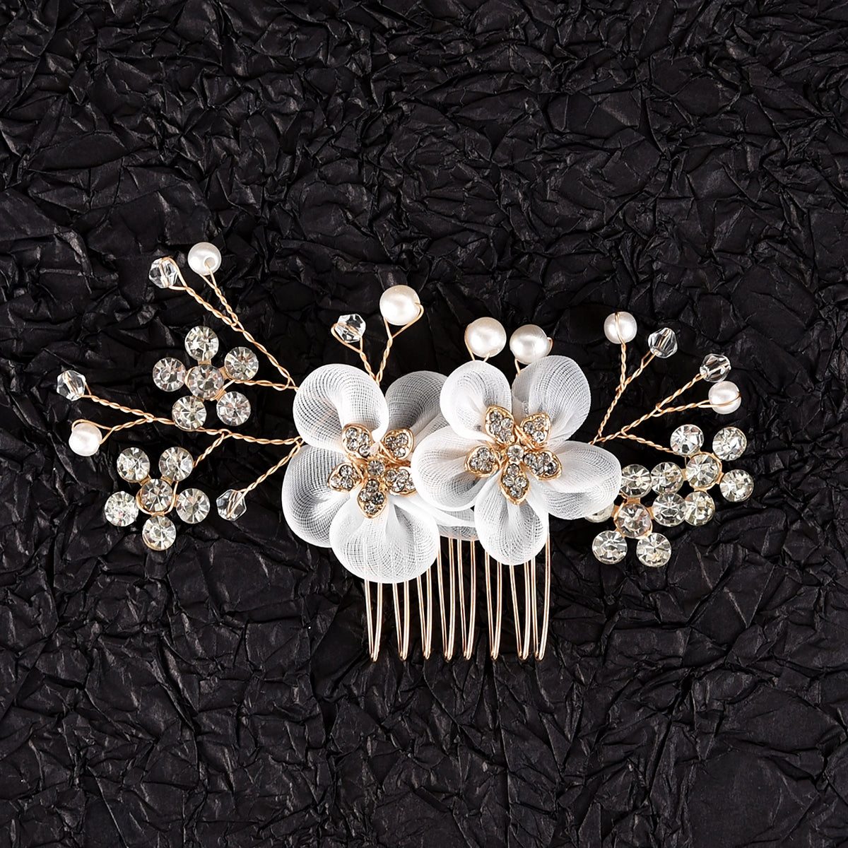 Women's Classic Rhinestone Pearl Hair Comb for Weddings and Parties